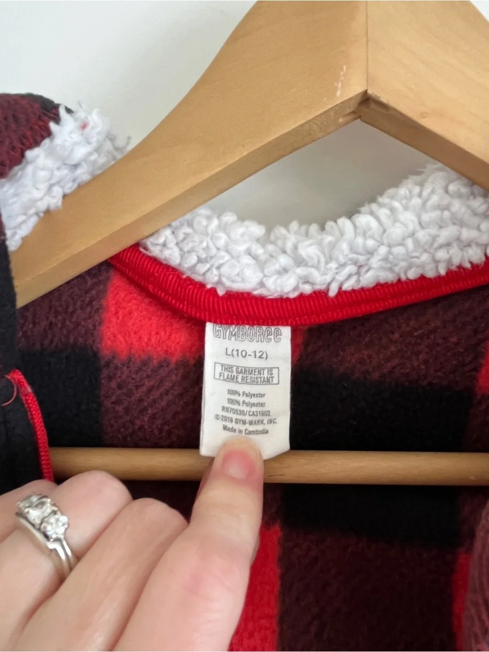 Gymboree Red and Black Buffalo Plaid Hooded One-Piece
